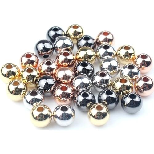 Round Ball Metal Beads Brass Copper Spacer Loose Beads For Jewelry Making Diy Charms Bracelet Necklace 3 4 5 6 8 mm Wholesale