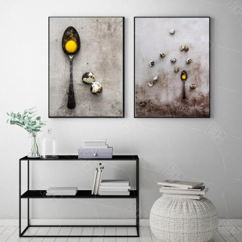 Kitchen Room Decor Poster Modern Canvas Art Egg Spoon Foods Painting Hd Print Bedroom Decoration Wall Picture Can Be Customized