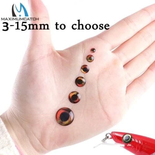 Maximucatch 50Pieces 3mm-15mm 4D Living Fishing Lure Eyes Fly Tying Material Fish Eye Making