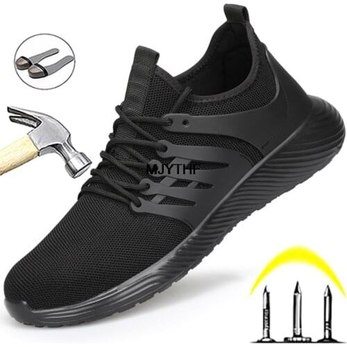 Fashion Steel Toe Shoes Safety Boots Men Lightweight Work Shoes Men Anti-puncture Protective Shoes Breathable Work Sneakers Men