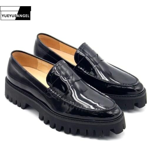 2021 New Moccasins For Men Thick Platform Mens Shoes Genuine Leather Black Slip On Male Footwear Luxury Man Shoe Plus Size US12