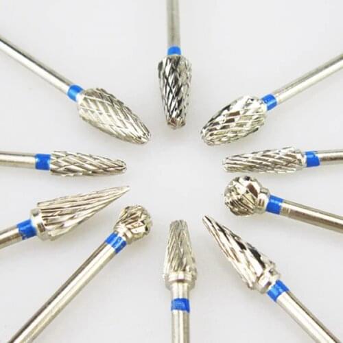 Set 10 Tungsten Steel Dental Carbide Burs Lab Burrs Tooth Drill