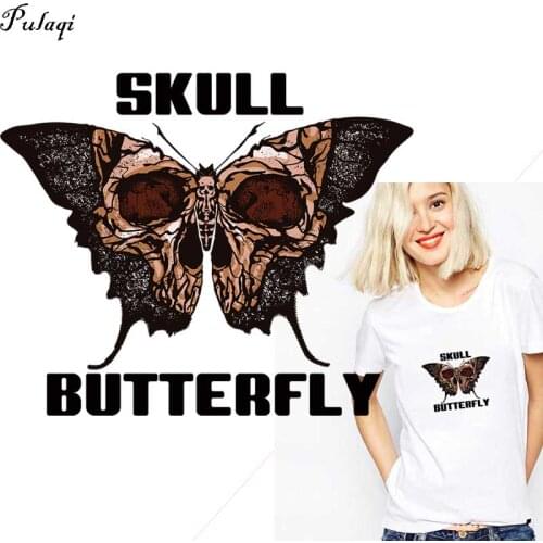 Skull Butterfy For Decoration Patch Stickers For Clothes Iron On Patches Stripes On Clothes Transfert Thermocollants Tshirt tops