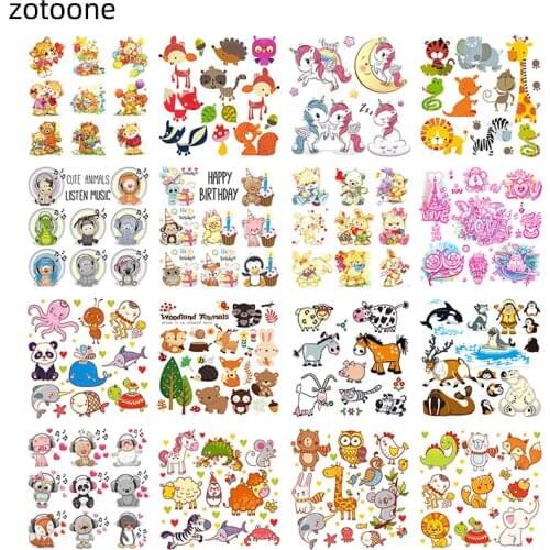 ZOTOONE Applique Happy Birthday Cute Animal Combination Unicorn Iron on Patches for Clothing Heart Transfers Patch Kid Clothes E
