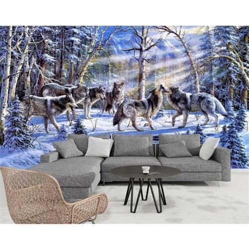 Beibehang Custom mural snow Wolves animal wallpaper background wallpaper papel de parede papier peint wallpaper for walls 3 d