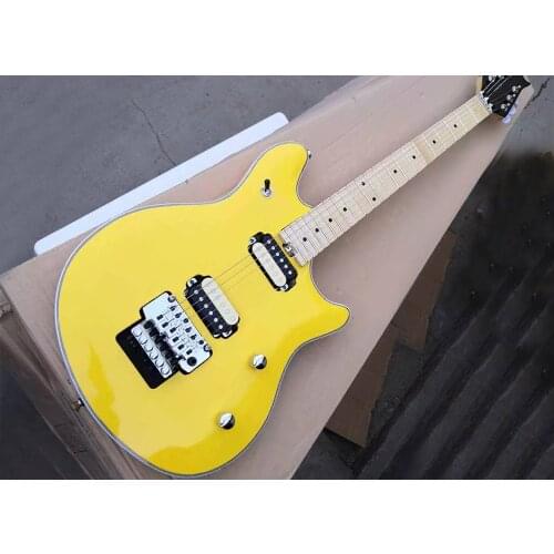 Factory Outlet-6 Strings Yellow Electric Guitar with Humbuckers Pickups,Maple Fretboard