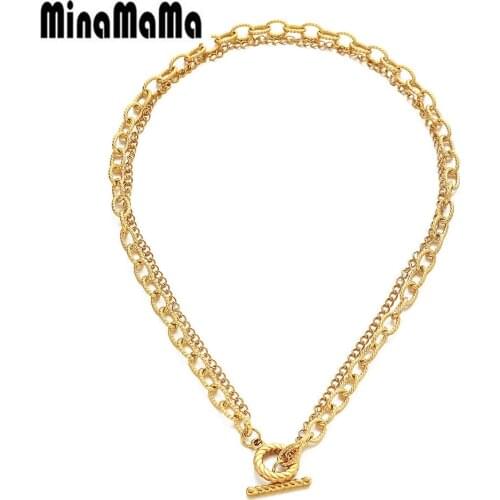 New Stainless Steel Screw Thread Multi Twist Link Chain Choker Necklace For Woman Men Rope OT Toggle Lasso Necklace Jewelry