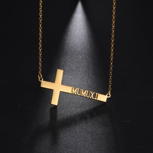 Sipuris Custom Cross Name Necklace Stainless Steel Personalized Name Pendant Necklace For Women Men Fashion Unique Jewelry Gifts