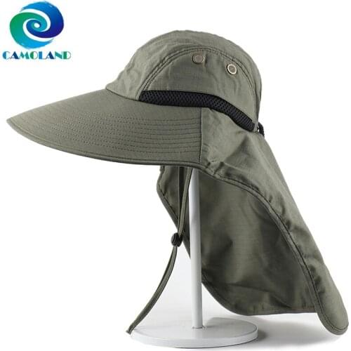 CAMOLAD Mens Bucket Hats With Neck Flap Summer Sun Hat For Women Long Wide Brim Fishing Caps Outdoor UV Protection Hiking Hat
