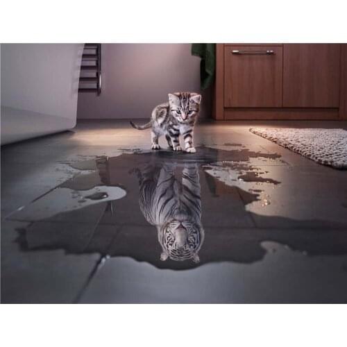 Nordic Art Animal Cat Tiger Reflection Module Picture HD Printing Funny Poster Office For Living Room Bedroom Home Decoration
