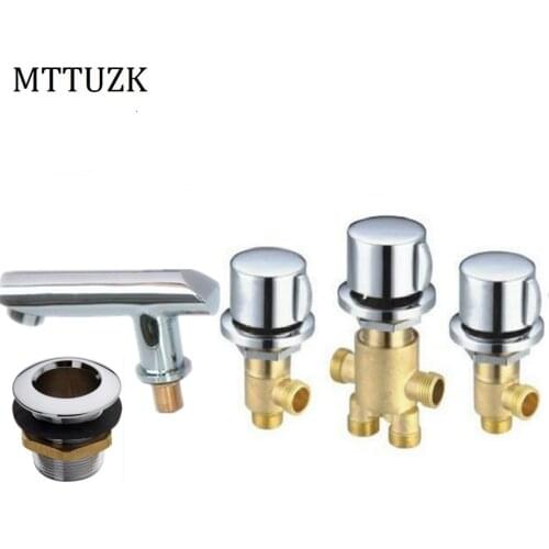 MTTUZK high quality Cold and Hot Water Solid Brass Mixing Valve Tap Bathtub Faucet Mixer For Bathroom Jacuzzi Faucet 5PCS Set