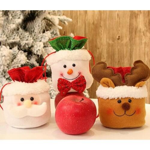 Elderly Snowman Elk Apple Bag Christmas Tree Decoration Home New Year Holiday Decoration Christmas Decoration Candy Bag Gift Bag