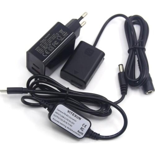 Power Bank BC-VW1 USB Type C Cable 8V+NP-FW50 Fake Battery+PD Charger for Sony A7S2 A7S II R RII a7m2 A6300 A6500 A7000 ZV-E10