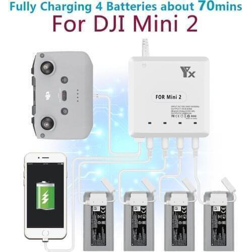 6 in 1 Battery Charger for DJI Mavic Mini 2 Drone Battery Charging Hub Fast Smart Battery Charger with USB Port
