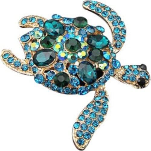 Miraculous Retro Boho Natural Green Blue Stone Turtle Brooch Pins Women Steampunk Tortoise Mini Brooches Jewelry