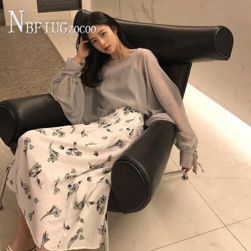 2020 Summer Korean Easy To Match Women Sets Sun Protection Blouse Camisole And Skirt Female Sets