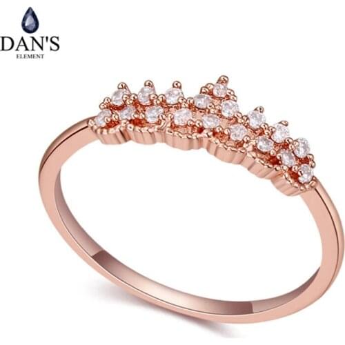DANS Real Austrian Crystals Brand AAA Zirconia Micro Inlays Fashion Ring for women New Sale Hot crown 111282Rose