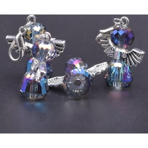 12Pcs/Lot Vintage Acrylic Guardian Angel Charms Feather Wings Beads Pendant Necklaces Earrings Jewelry Finding