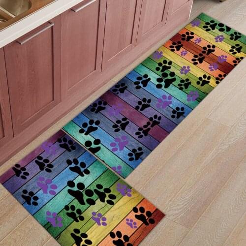 2Pcs/Set Color Wooden Board Pet Footprint Kitchen Mat Modern Carpet Entrance Doormat Tapete Rugs for Bedroom Pad Mats Home Decor