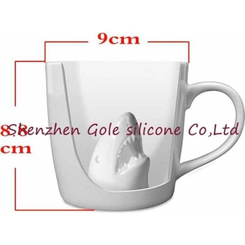 200pcs/lot 2016 new sale Shark Attack Cup Creative Coffee Mug Innovative New Strange Gift Glass Contracted White Ceramic Cup