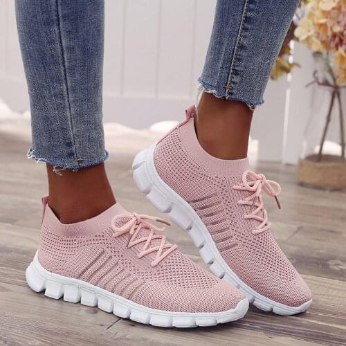 2021 Fashion Autumn Lightweight Womans Flats Breathable Shoes Sneakers Soft Sports Running Shoes Ladies Jogging Walking Sneakers