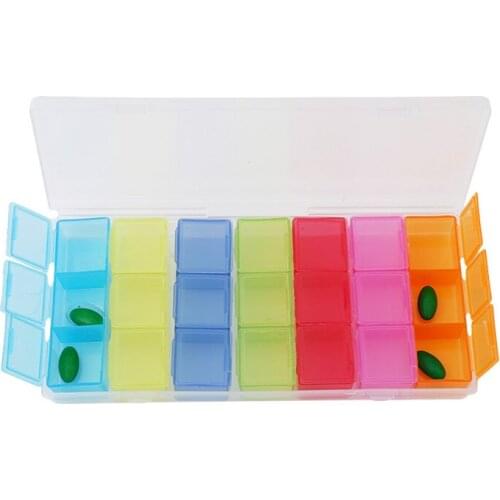 21 Grid Multicolor 7 Days Pill Medicines KIT Box Portable Multifunctional Pill Medicine Holder Organizer Container Medical Kit