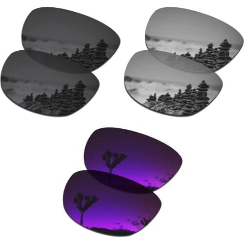 SmartVLT 3 Pairs Polarized Sunglasses Replacement Lenses for Oakley Trillbe X Stealth Black & Silver Titanium & Plasma Purple