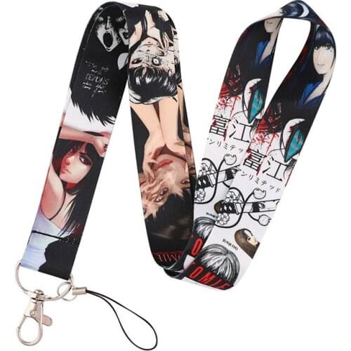 30pcs Horror TOMIE Girl Keychain Lanyards Id Badge Holder ID Card Pass Gym Mobile Phone Badge Holder Key Strap webbings ribbons