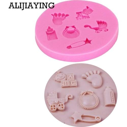 M0494 Non-stick Silicone Baby carriage Baby foot Drinking water Chocolate Molds Cake Mould DIY cake decorating tools