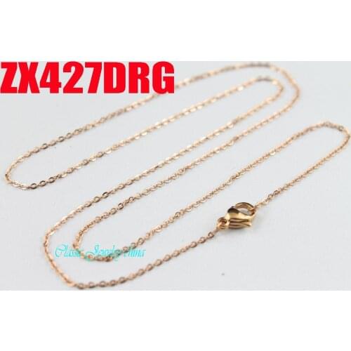 Rose golden color 1.2mm cross chain thin chain stainless steel necklace fashion women jewelry, chain is strong 20pcs ZX427DRG