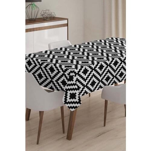 Black And White Tablecloth Geometrically Decorated Indoor And Outdoor Kitchen Living Room