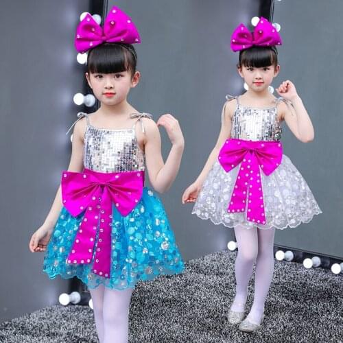 Children Dance Sequin Tulle Dress Suspender Girl Ballet Dress Fitness Clothing Performance Wear Leotard Costume