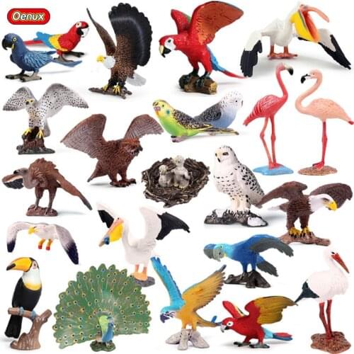 Simulation Bird Animals Model Cute Woodpecker Parrot Eagle Phoenix Owl Miniatures Action Figure Home Garden Decor Kids Toys Gift