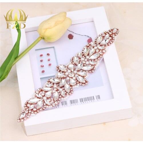 FZD 10 P Rhinestones Sewing on Wedding Belt Appliques Crystal Trimming Hot Fix Strass Patches for Clothes Beaded Iron on