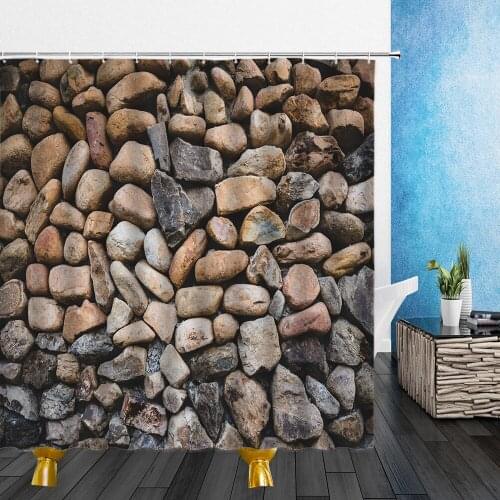 Custom stone wall Shower Curtains Retro Style Bathroom Decor Waterproof Bath Curtain Home Decor 3d Polyester Cloth With Hooks
