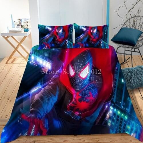 Disney Spiderman Bedding Sets Anime Cartoon Boys Kids Comforter Duvet Cover Set Single Queen Cool Bedclothes Pillowcase140x200cm