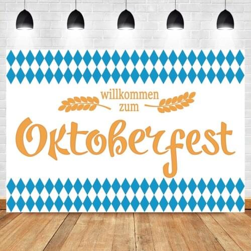 Laeacco Oktoberfest Backgrounds Welcome to Party Wheat Pattern Poster Decor Photography Backdrops Friend Photocall Photo Studio