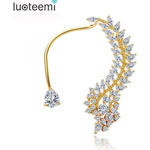 LUOTEEMI New Fashion 1pc Crystal Rhinestone 3 Colors Choose Ear Cuff Clip Earrings Quality Jewelry Gift for Women Girl Brincos