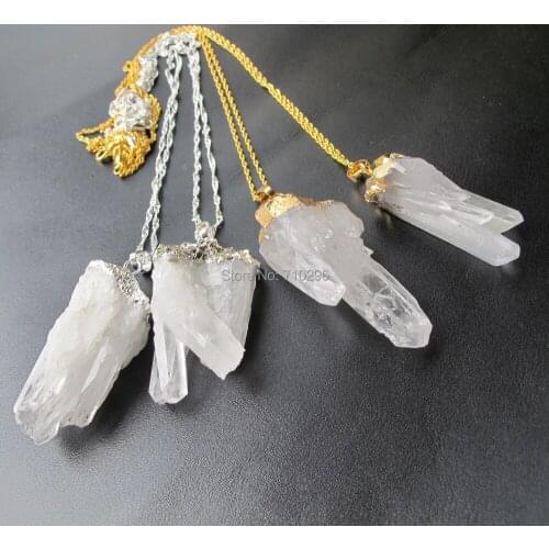 Mystic Natural clear quartz necklace with 18"chain,quartz cluster drusy jewelry necklace 5pcs/lot
