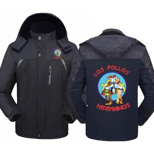 Mens Winter Jacket Breaking Bad Casual Outwear Warm Thick Fleece Jackets Fur Collar Windproof LOS POLLOS Hermanos Parkas Coat