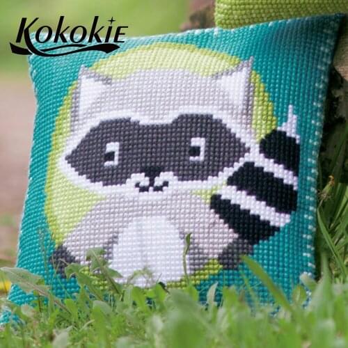 DIY knitting needles kit for pillowcase embroidery yarn cross stitch kits cartoon pillow making kits embroider needlework kits