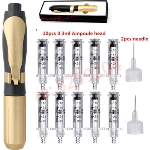 New 0.3ml hyaluronic pen with 10pcs Syringe and 2 needle free atomizer hyaluron injection pen wrinkle removal