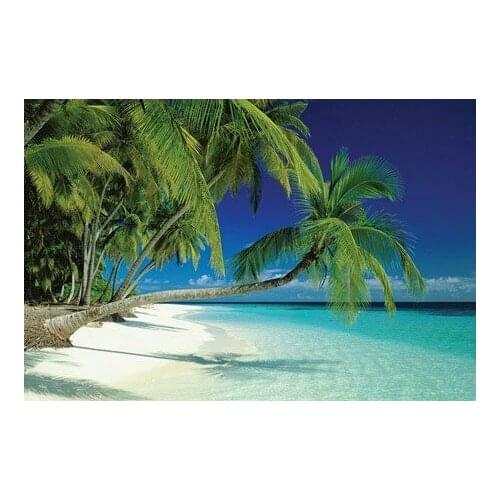New Maldives Beach and Sea Palm Trees on a Tropical Island Paradise Art print Silk poster Home Wall Decor