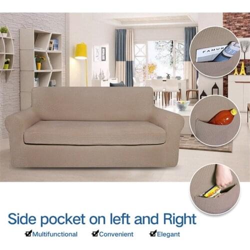 Solid Color Elastic Sofa Cover Polyester Sofa Couch Slipcover Chair Protector Living Room 1/2/3/4 Seater knitted Sofa Cover