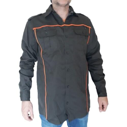 Hunting shirt green surfacings orange buttons technical wear Men