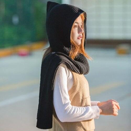 Autumn Scarf & Hat Sets Unisex Soft Hooded Shawls and Wraps Thick Winter Gifts Head Scarf