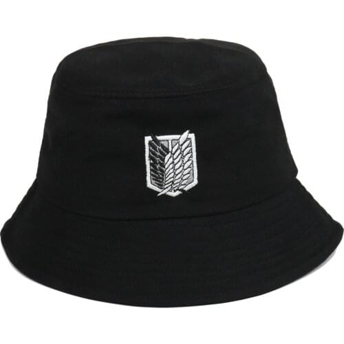 Attack On Titan Street Anime Bob Bucket Hat Summer Harajuku Embroidery Panama Caps Unisex Cosplay Fisherman Hats Hip Hop Cap