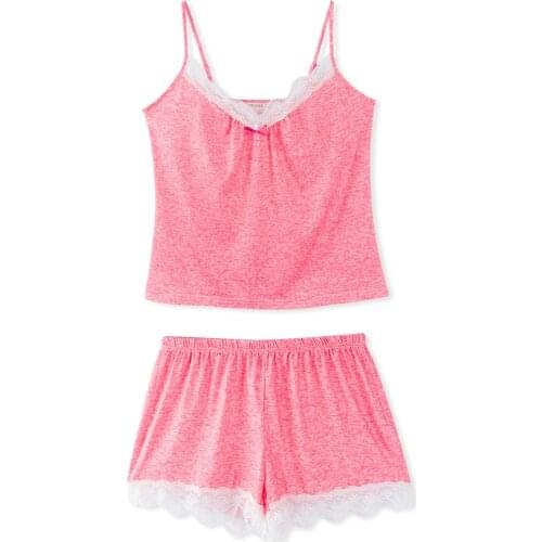 Neatie kiddie Sexy Nightwear Print Home Pajamas Sets Women Floral Print Lace Patchwork Sleeveless V-neck Strap Camis Tops Shorts