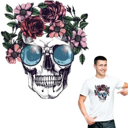 Cool Skulls Iron-On Transfers West Style Print On T-Shirt Washable New Design Diy Accessory Clothes Decoration Stripe