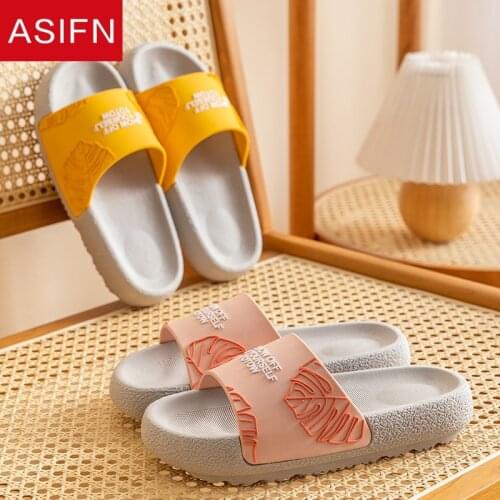 ASIFN Summer Bathroom Slippers Womens Flip Flops Thick Platform Non-slip House Slides Indoor Soft Bottoms Home Bath Women Shoes